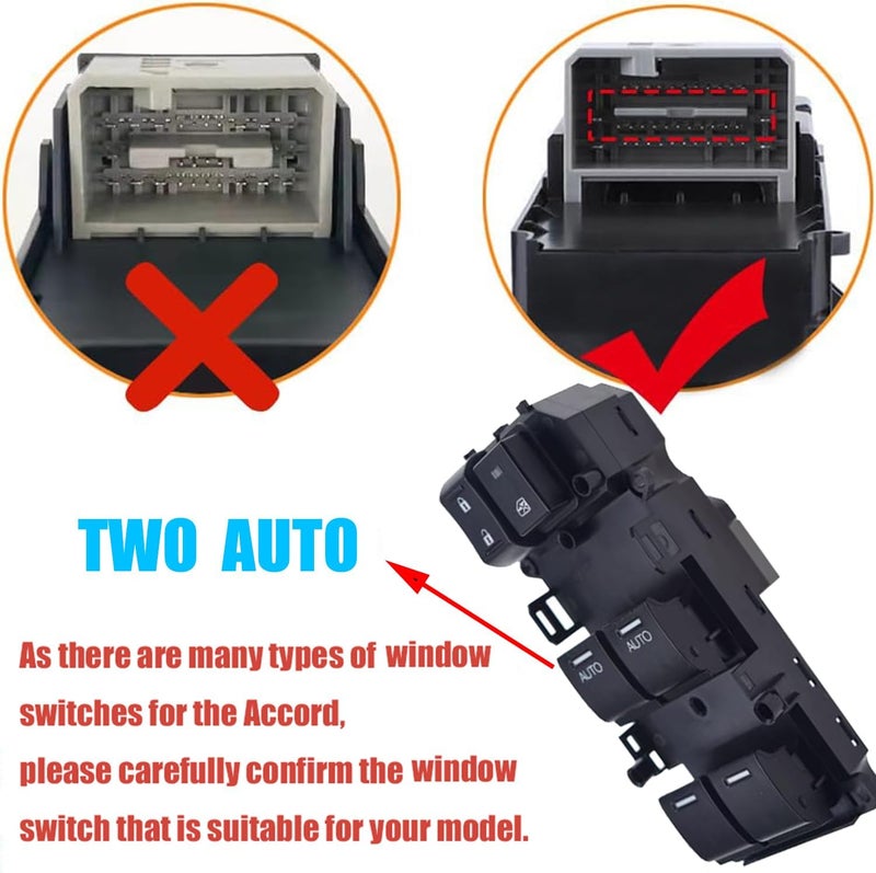 TINJO Front Left Driver Side Master Window Switch Compatible with Honda Accord Sedan EX-L 2013 2014 2015 2016 2017, Replace OE 35750T2AA01,35750-T2A-A01 | Fit for Driver Side Double Auto Switch Button - Image 2